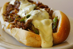 a detailed photo of a delicious Philly cheesesteak. Yummy!