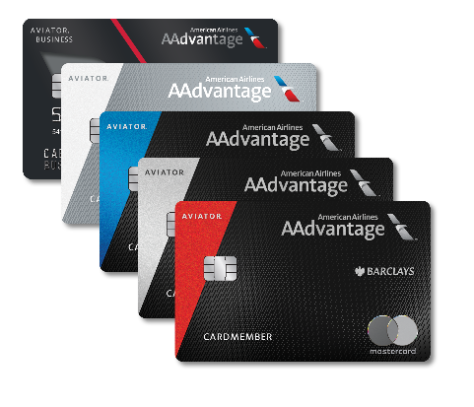 images of American Airlines Aviator Advantage Mastercards on display